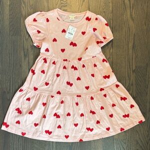 Crewcuts Pink Dress with Red Heart Print